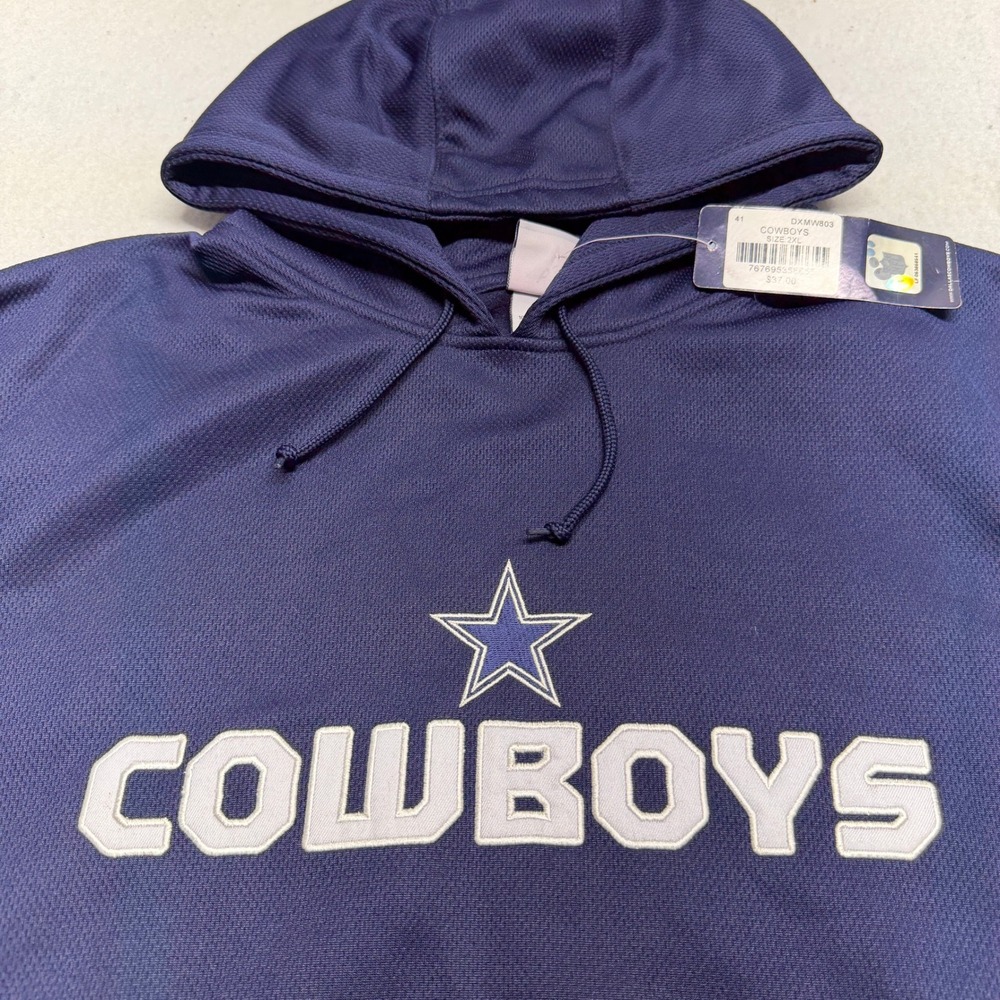 Dallas Cowboys NFL Authentic Apparel Hoodie Navy Blue Performance Mesh Mens 2XL - Picture 2 of 10